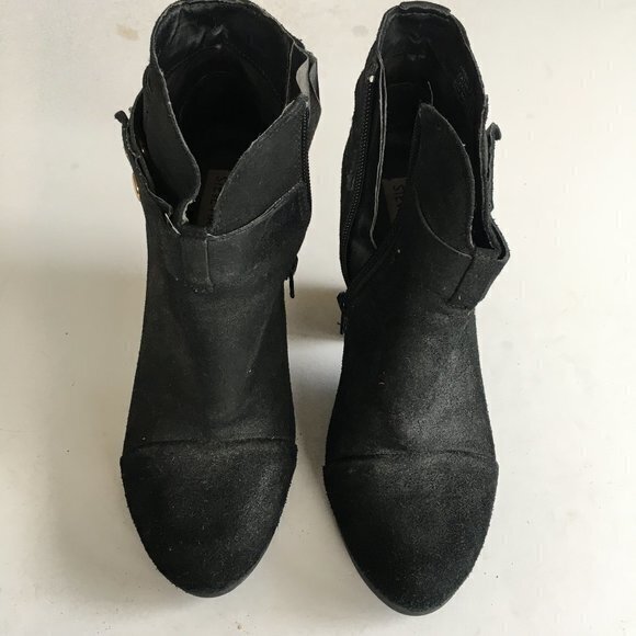 Steve Madden Arieel Ankle Boots 6.5M Black Leather Round Toe Block Heel Bootie - Picture 6 of 8